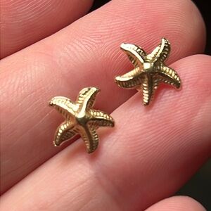 Vintage 14k Solid Yellow Gold Starfish Stud Earrings